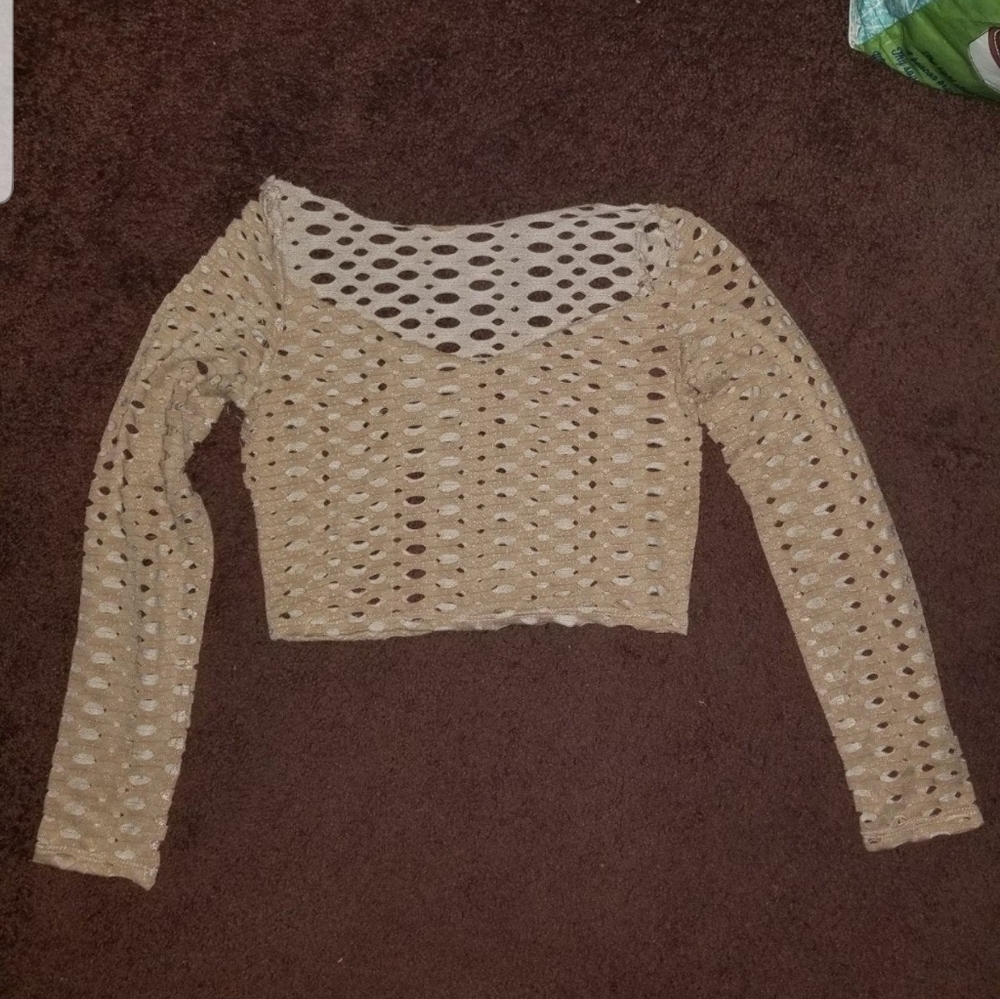 Beige cream Mesh Top